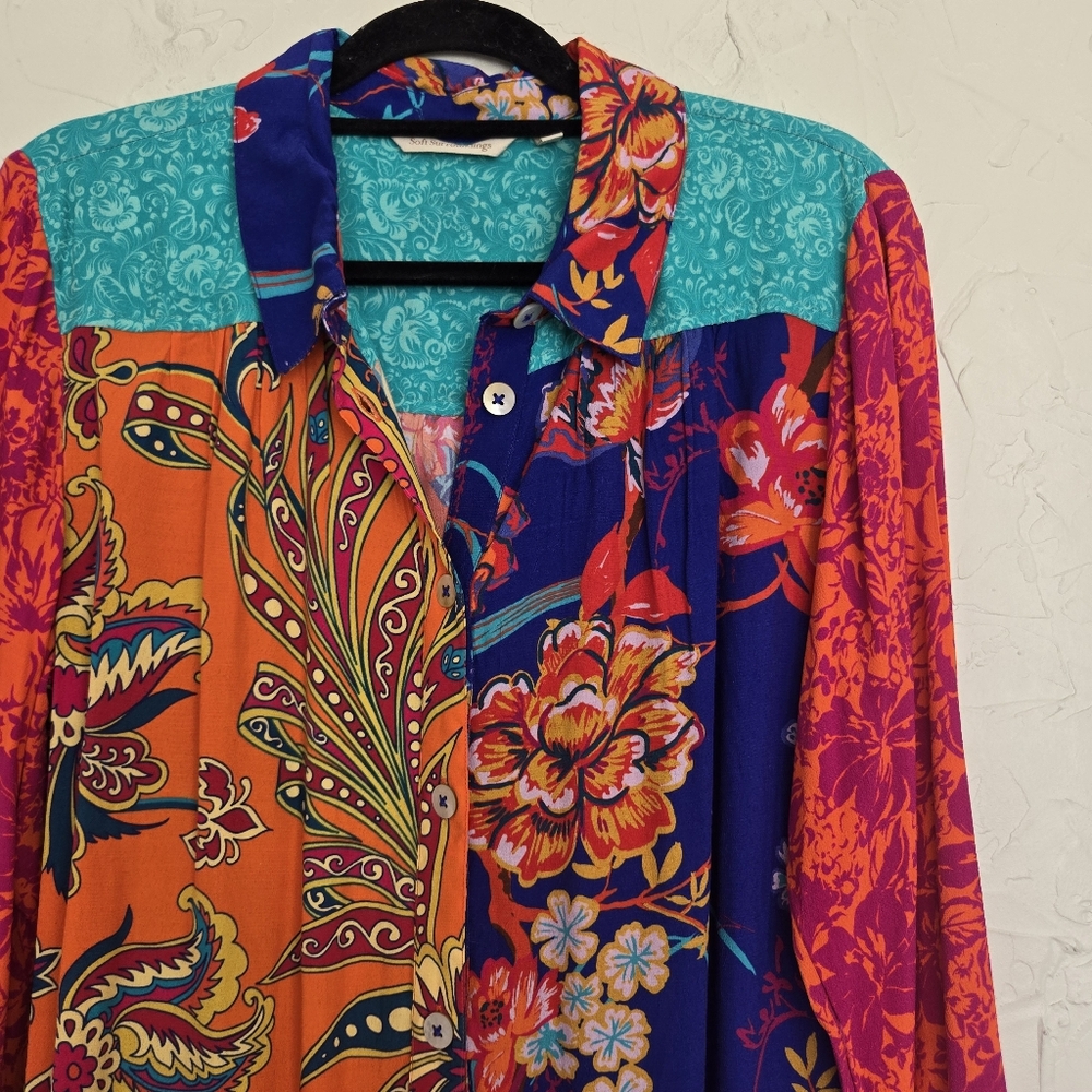 Soft Surroundings Patchwork Embroidered Boho Butt… - image 4